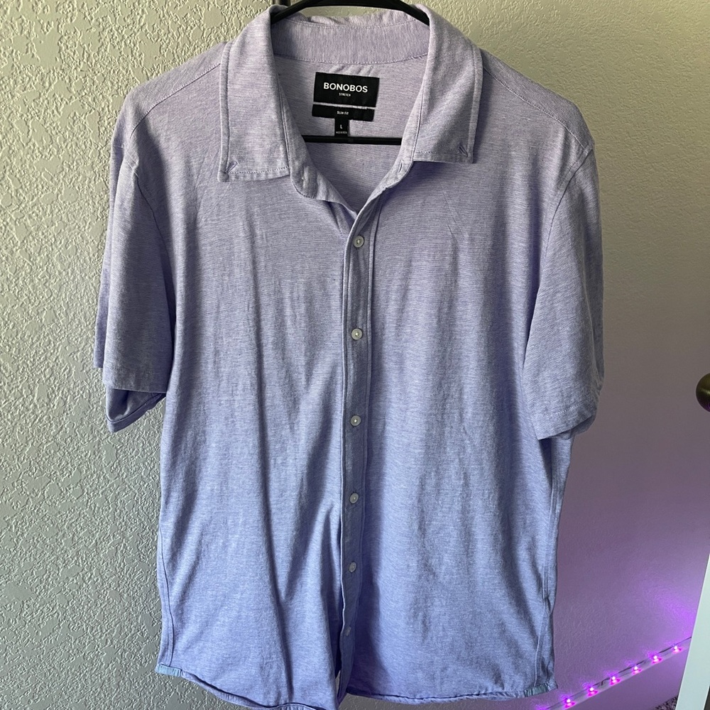 Men’s bonobos slim fit shirt lavender sz L